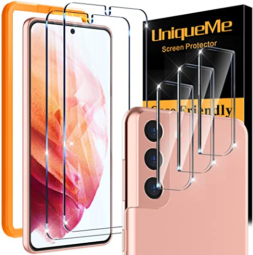 UniqueMe für Samsung Galaxy S21 5G für Panzerglas - Folie und Kameraschutz | 2 Schutzfolie & 3 Kamera Schutz für Samsung Galaxy S21 5G, Staub, Anti Fingerabdruck Schutzglas, Anti Bläschen Displayschutz