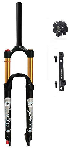 LvTu Lega di Magnesio Mountain Bike Forcella Ammortizzata Bici 26 27,5 29 Pollici, Forcella MTB Air Davanti Ammortizzatore con 180mm Freno a Disco Adattatore