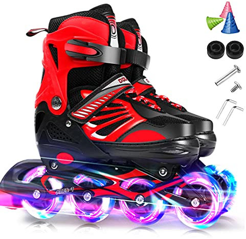 Lixada Inline Skates Kinder Vestellbare Inliner mit beleuchteten PU Rädern Rollschuhe Geschenk für Kinder Teenager,Jungen Mädchen Anfänger Damen Herren,Größe 28-33/34-37/38-41