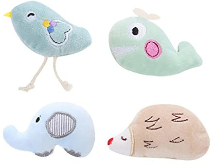 Binnan 4pcs Jouets Chat, Cataire Jouets Chat Peluche, Jouets à l'herbe à Chat, Jouet Chat Interactif pour Les Jouets pour Chaton Chat