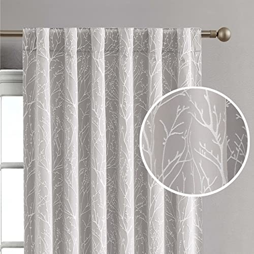 Creative Home Ideas Cortinas Opacas (2 Paneles, 50 x 108 Pulgadas, Color Gris cálido) para oscurecer la habitación, Cortinas con Aislamiento térmico con 2 alzapaños, Cortinas de Ventana Collins para