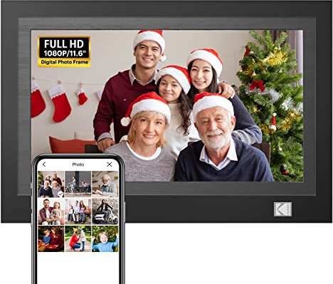 WiFi Digitaler Bilderrahmen, HD 1920 * 1080 KODAK Touch Elektronischer Bilderrahmen 11.6 Zoll, Intelligenter Elektronischer Bilderrahmen mit 32GB Speicher weiß