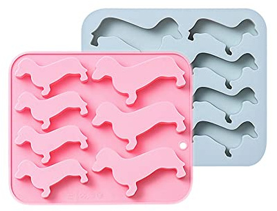 CANDeal Lot De 2 Bacs à Glaçons En Silicone Avec Forme De Chien Teckel, Moules à Glaçons De Qualité Alimentaire Pour Friandises Glacées, Bonbons, Biscuits Au Chocolat.