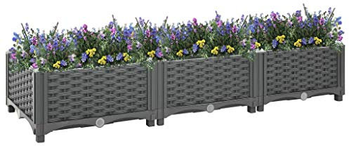 WIFESE Arriate Exterior Gris Oscuro 120x40x23 cm Polipropileno Robusta Macetero de Jardín Balcón Decorado Patio Terraza Jardinera Proporciona Amplio Espacio para Plantas Verduras Hierbas y Flores