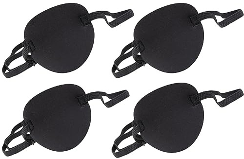 Augenklappen, 4 Stück Elastische Augenklappe, Visuell Korrigiert Augenabdeckungen Verstellbar Augenklappen mit Schnalle für Amblyopie Faule Augenklappen(Schwarz)