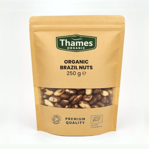 Organic Brazil Nuts 250g-Certified Organic, Non-GMO, Vegan, No Additives, No Preservatives, Resealable Bag by Thames Organic 250 g