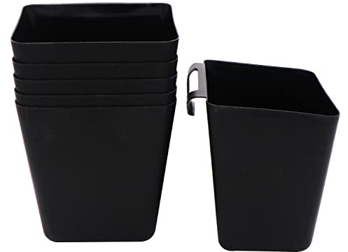 DUTWROY Aufbewahrungskorb zum Aufhängen 6 Stück Schwarz Hängebehälter Plastik Hängekörbe Hängebehälte mit Haken 12 x 9.5 x 12,5 cm (L x B X T) für den einem Servierwagen Küchen Garten
