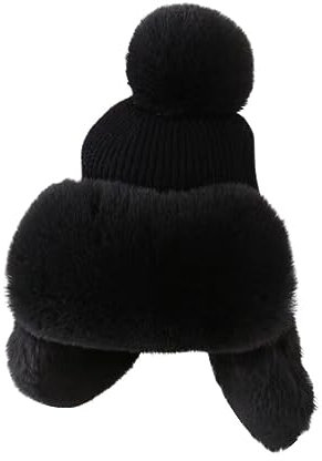 ISAKEN Fellmütze Damen Russische Pelzmütze Warm Pelzmütze Cossack Wintermütze Faux Fuchs Warme Strickmütze Frauen Beanie Mütze Klassische Russische Kosakenmütze für Homeskiing Wandern Wandern