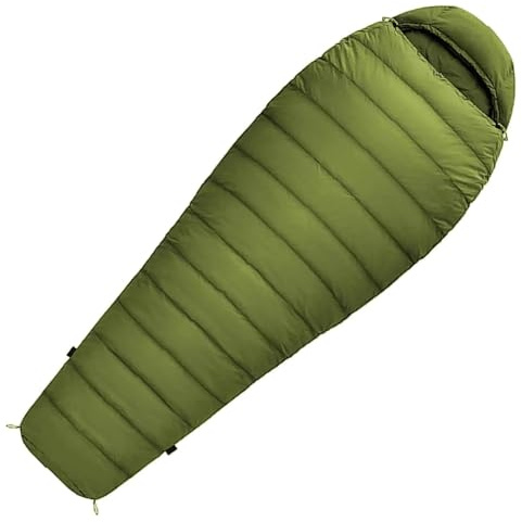Mumienschlafsack Norskskin Ultralight 205 Grün Koppelbar Extrem - 6°C Schlafsack mit Kopfkissenfach (Reißverschluß Links)