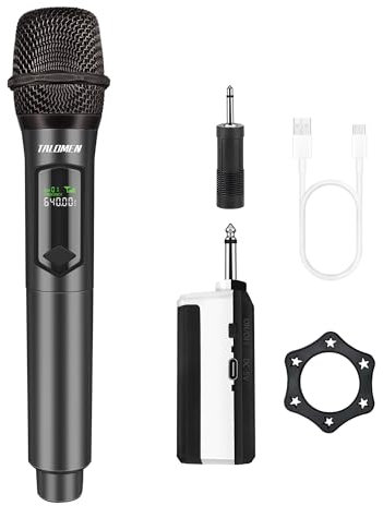 talomen Professionelles kabelloses Mikrofon, 2,4 GHz, Karaoke, dynamisch, wiederaufladbar, mit Empfänger, 160ft Extern, für Karaoke, Singen, Partys, Abend, DJ, Kirchen,Reden, K60-1