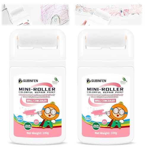 2 Pcs Wandreparatur Rollbürste mit Wandreparaturpaste 100ml Wandfarbe Ausbessern Weiß mit Roller Wandreparatur Creme Spachtelmasse Reparieren Sie Graffiti,Kratzer, Flecken, Risse