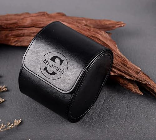 TPFOON Personalisierte PU-Leder-Uhren-Box - Customized Graviert Uhrenbox, Bräutigam Geschenk, Schwarz/Braun/Rot/Blau/Grün Uhr Fall, Reise-Uhr-Organizer, Väter Geschenk