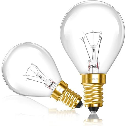 Caldarax 2 Stück Glühlampen E14 Backofenlampe Dimmbar, G45/P45, 2700K Warmweiße, 250lm, 78MM * 45MM, AC 230V, Backofen Glühbirne E14 Bis 300°C Hitzebeständiges, für Ofen, Mikrowellen, Lava Lampe