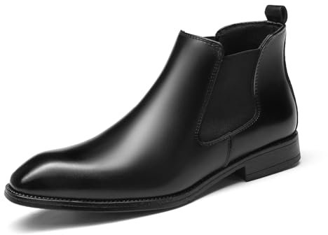 SANNAX Men Chelsea Boot Formal Business Uniform Dress Shoes Fashion Ankle Boots Slip on, Black 49, 8.5UK