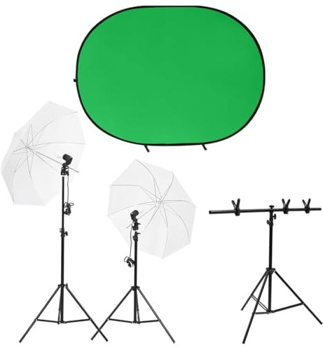 CIADAZ Fotostudio-Set mit Leuchten und Hintergrund, Fotografie Zubehör, Kamera Zubehör, Hintergrundsystem Fotografie, YouTube Equipment, Tik Tok Lampe, Greenscreen Set,