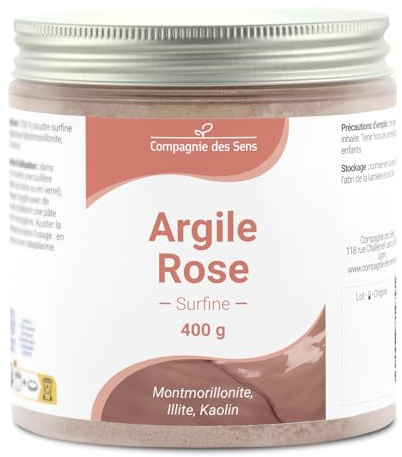 Argile Rose Montmorillonite - Poudre surfine - 400g - Argile Brute 100% naturelle, qualité Premium - Pour la cosmétique maison