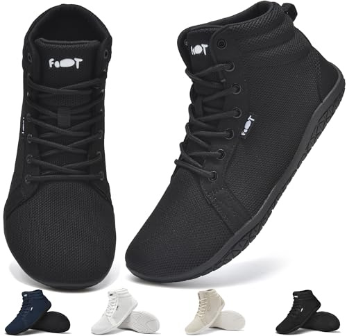 Wizshoe Barefoot Sneaker Scarpe Piedi Nudi Donna Uomo Minimalista Alte alla Caviglia Larghe Walking Trail Running Fitness Unisex Punta Antiscivolo Zero Drop Solhe Nero 41EU