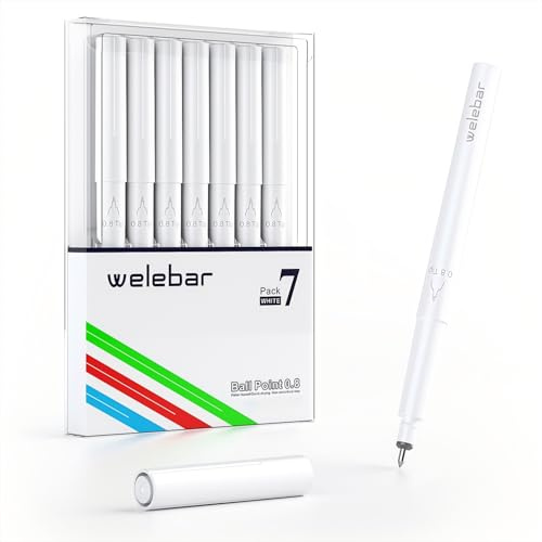 Welebar Set med 7 gelpennor i vitt för Cricut Maker 3/Maker 4/Explore 3/Explore 4/Air 2 Medelgrov spets 0,8 mm för att skriva inbjudningar och lägga till höjdpunkter