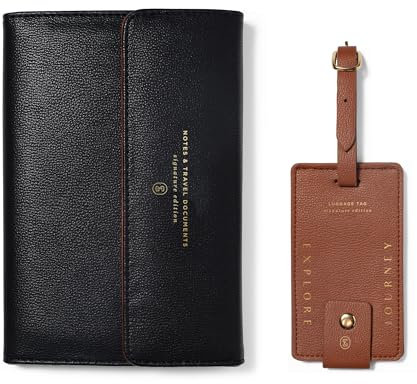 Fringe Studio Tavel Folio Set, Jet Setter, 160 Seiten Reisetagebuch, Kugelschreiber und Gepäckanhänger, 20,8 cm B x 21,6 cm H x 4,8 cm D, FSC-zertifiziertes Papier, Signature Edition Collection