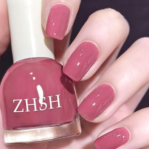 Pink Nail Varnish - Dark Pink Nail Polish - Long Lasting Nail Varnish Quick Dry - Natural Nail Polish High Glossy - Sheer pink nail polish for Home Manicure Nail Art
