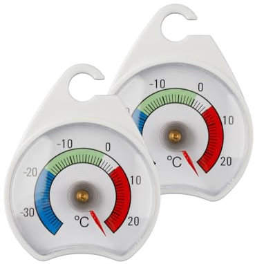 Tabanzhe Fridge Thermometer-2PCS Freezer Thermometer 54MM Freezer Thermometer with Hanging Hook Colour Coded Zones for Home Restaurants Bars Cafes