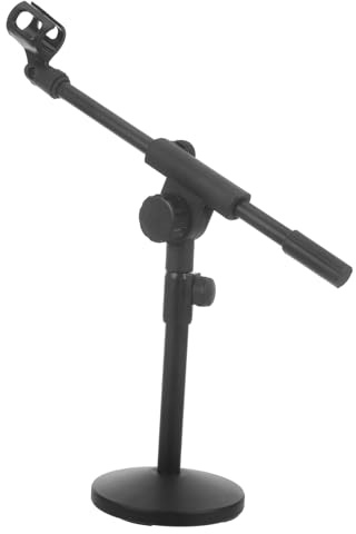 Didiseaon Supporto Microfono Da Tavolo Regolabile Con Base Rotonda in Metallo Stand Mic Portatile Compatto Per Recording e Streaming