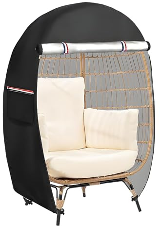 Housse pour Fauteuil Œuf d'Extérieur | Housse Protectrice pour Chaise en Osier Imperméable | Protection Résistante pour Meuble avec Fermeture Éclair pour Jardin Appartement Véranda Propriétaires