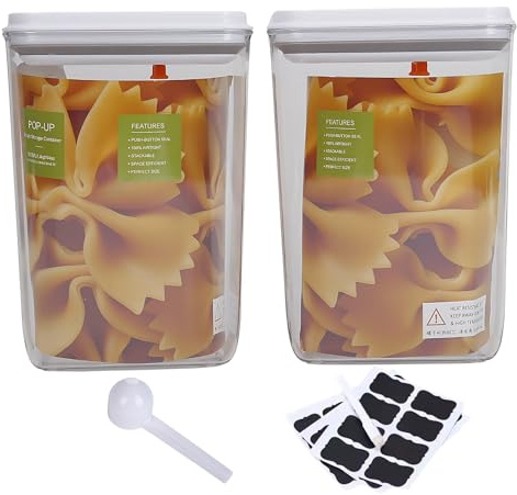 GRANZ Airtight Food Storage Containers | Kitchen Organization Set for Cereal & Dry Foods | BPA Free Cereal Containers for Sugar, Flour, etc. (Push Button - (2400ML x 2))