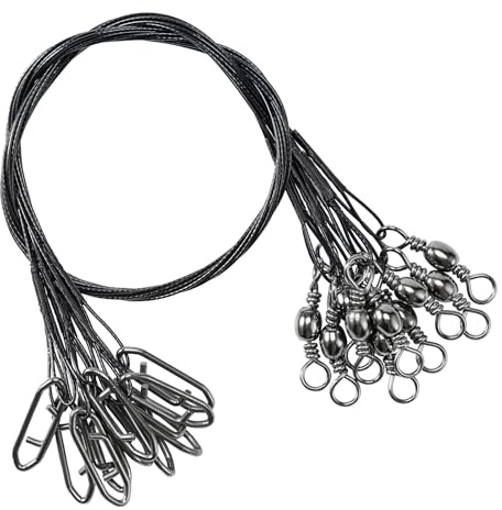 QISHUO Stainless Steel Fishing Leaders Strength Rigs Saltwater Fishing Leader Heavy Snap Lure Wire Leaders Line Black Nickel, #2, 30lb, 7.8in, 40pcs