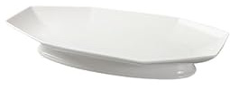 Dinner Plates 12-inch Hotel Kitchen Tableware White Porcelain Rectangular High-Foot Fish Plate Steamed Dish Club Creative Octagonal Strip Long Party Supplies(14 in)