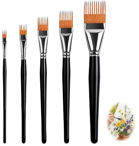 XEERUN 5PCS Grainer Brush Set, Comb Artist Brush Set, Professional Flat Comb Brushes for Creating Unique Painting Textures, Easy To Clean, Artist Paintbrushes for Watercolor, Oil and Acrylic
