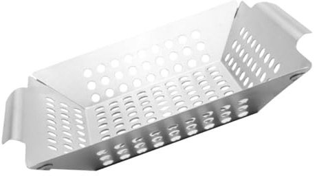 VILLCASE Bandeja de Parrilla de Acero Inoxidable con Diseño Perforado Resistente al Desgaste Doble Asa para Barbacoa al Aire y Uso Doméstico para Cocinar Pescado y Carne Uniformemente