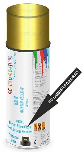 Aerosol Spray Paint Compatible with Bmw Austin Yellow Metallic B67 Available in Direct Gloss, Cellulose or Basecoat (Direct Gloss Aerosol)