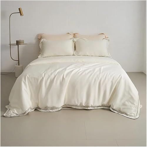 JQQJZLC Cama Conjuntos de Cuatro Piezas, sábanas de algodón Egipcio de la Funda nórdica de la Cubierta de la Cubierta de la Cubierta de la Cama del Rey Gemelo del Rey Lino del Color sólido (B, tamaño