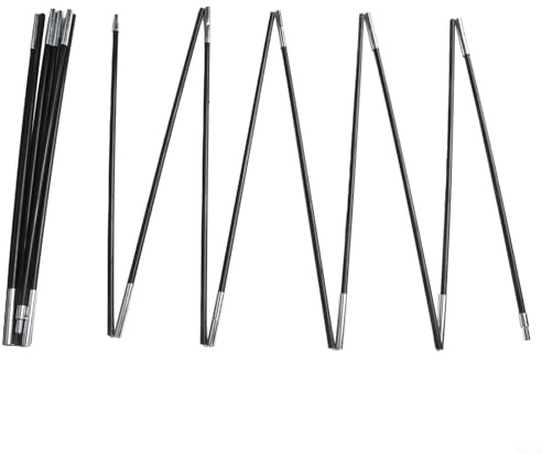 Jonikuper Fiberglas-Zeltstangen-Ersatz, 3,2–3,9 m, langlebige 7 mm Stangen mit interner elastischer Kordel für Camping, Wandern, Zelte, Vordach oder Markisen-Reparaturzubehör, Schwarz (3,9 m)