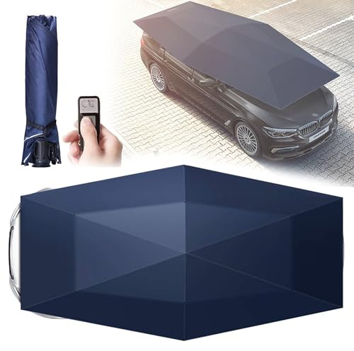 Toldo móvil para cochera, paraguas plegable totalmente automático con control remoto y batería extraíble, parasol portátil de protección automática
