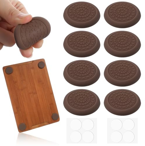 8 Pcs Non-slip Stabilizer Pads for Cutting Boards, Self-Adhesive Rubber Feet, Noise Reducing Feet Waterproof Shock-Absorbent Rubber Feets for Cutting Board and Counter Top Protection