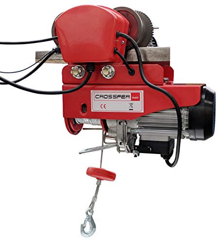 CROSSFER Elektrische Seilwinde mit Laufkatze 990 kg Seilzug mit Fahrwerk 12 Meter Stahlseil 230V