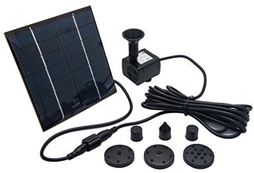 MASO Solar Teichpumpe - 7 V 1,4 W 180 l/h Solarpanelbetriebene Wasserpumpe für Garten Pool Teich Aquarium Brunnen bürstenlos Leistung der Pumpe - JT-180 (CE/ROHS/IP68) DC7 V, 140 MA