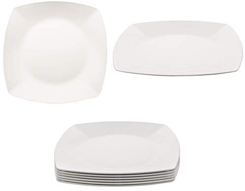 KM · Living Lot de 6 assiettes plates réutilisables en plastique blanc crème 25,5 cm (fabriquées en Allemagne/incassables/sans bisphénol A/passent au lave-vaisselle et au micro-ondes)