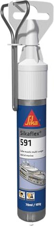 SIKA - Mastic-colle hybride multi-usages spéciale marine - Multiples applications - Sikaflex 591 Blanc - Intérieur et Extérieur - Adhère bien à une grande variété de substrats marins - 70ml