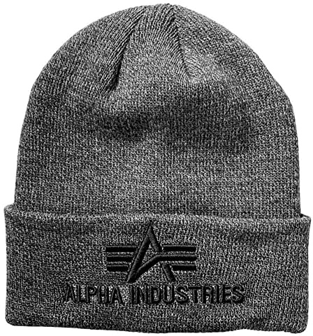 Alpha Industries 3D Beanie Strickmütze aus Acryl für Herren Charcoal Heather