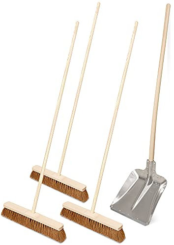 Kehr-Set, 1x Alu-Randschaufel Gr. 9 + 3X Kokos-Saalbesen 500 mm Breite