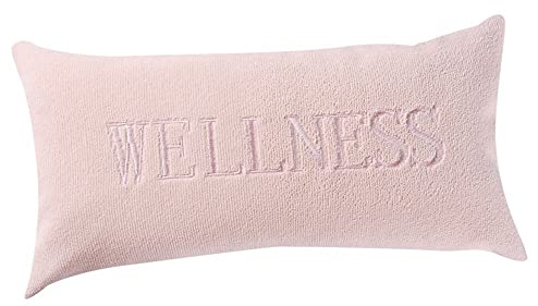 PANA® Cuscino per vasca da bagno (20x40 cm) • Poggiatesta per vasca confortevole • Supporto per il collo • Asciugatura rapida • Rosa con ricamo WELLNESS