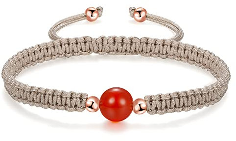JENDEAR SHINE Bracciale Intrecciato Agata, Bracciale Corda Regolabile Da Donna, Gioielli Fatti A Mano, Regalo Di Compleanno Coppia Amicizia, Pietra Di Guarigione Yoga Energetica Rosso Nero