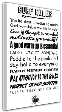 DECLINA, Deko-Bild, Wanddekoration, Leinwand, Surf-Rules, 30 x 50 cm