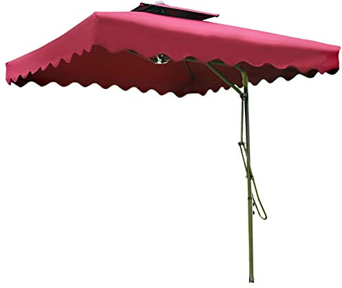 Sombrillas Terraza Excentrica Rectangular 220/ 250cm Parasol Excentrico, Sombrilla de Jardín con Cambio con Una Llave Inglesa Protección UV (4 Colores) (Color : Wine red, Size : 2.2 * 2.2m)