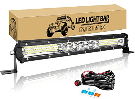 Willpower Barra Led 38cm 15 216W 12V 24V Largo Alcance Luz para 4X4 Coche | Con Cableado, IP67 Impermeable, 6000K Blanco, para Tractor Camion Quad SUV ATV UTV Offroad Barco Vehículos
