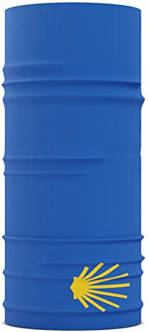Buen Camino tour de cou multifonctionnel – bleu, écharpe tubulaire ultralégère pour le chemin de Saint-Jacques, bandana avec effet rafraîchissant, séchage rapide, sans coutures, respirant