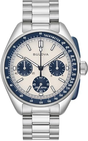 Bulova 98K112 Lunar Pilot - Reloj analógico para Hombre (5 Bar, cronógrafo, Correa de Repuesto, cronógrafo), Color Plateado
